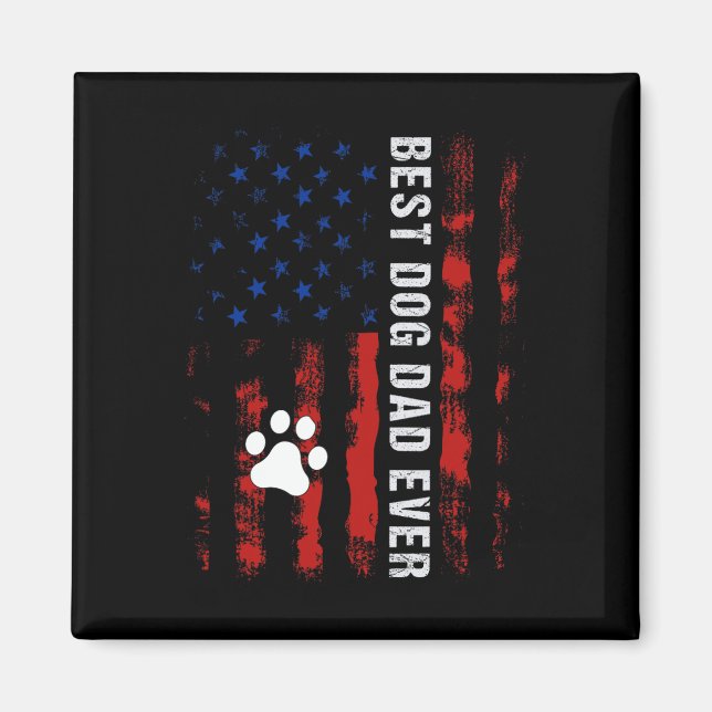 Hund Amerikanska Flagga Fars dag för bästa Hund Pa Magnet (Framsidan)