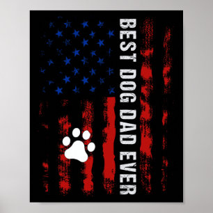Hund Amerikanska Flagga Fars dag för bästa Hund Pa Poster