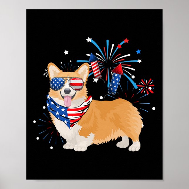 Hund Amerikanska USA flagga 4 juli Manar Kvinnor i Poster (Framsidan)