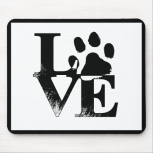 Hund Animal Paw Print Typography Puppy Kärlek Musmatta