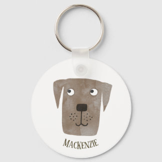 Hund anpassade namn för Chocolate Labrador Retriev Nyckelring