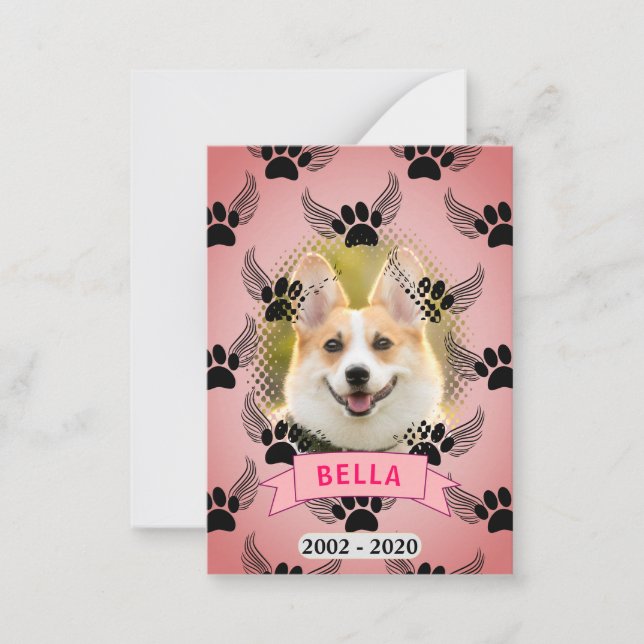 Hund Anpassningsbar för Pet Memorial Rosa Anteckningskort (Framsida)