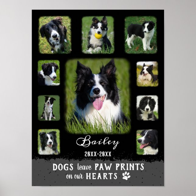 Hund Anpassningsbar Fotokollage Faded Gräns Black  Poster (Framsidan)