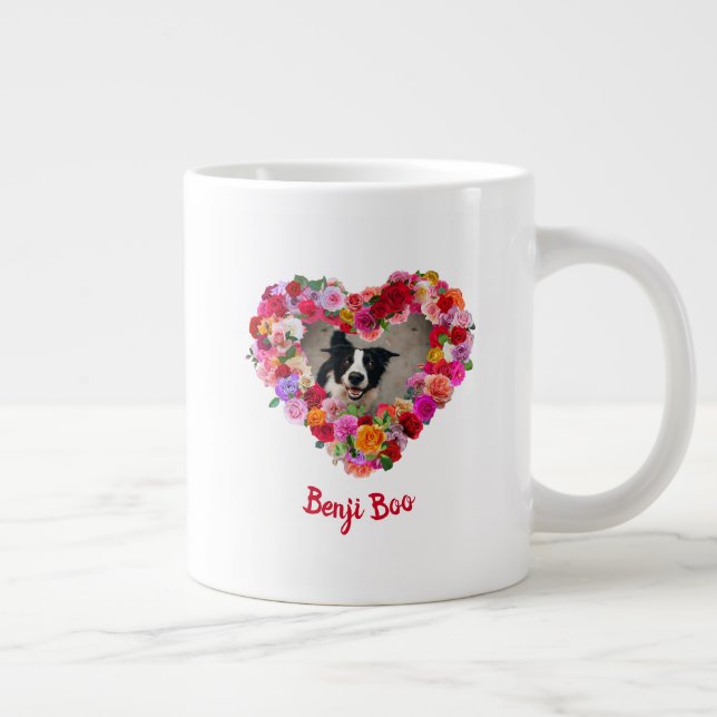 Hund/Anpassningsbar/Pet Photo Ro Heart Jumbo Mugg (Höger)