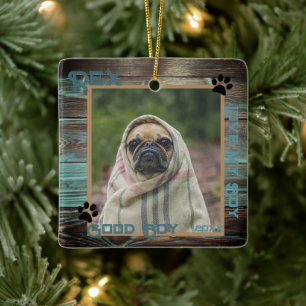 Hund Anpassningsbar Photo Wood Julgransprydnad Keramik