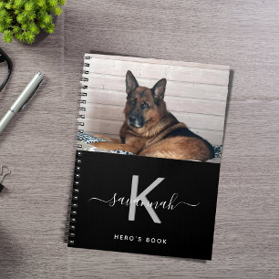 Hund anpassningsbar, svart, vitt monogram anteckningsbok