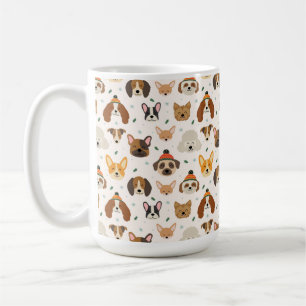 Hund Ansikte i Winter Hats Helgdag Mönster Kaffemugg