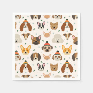 Hund Ansikte i Winter Hats Helgdag Mönster Pappersservett