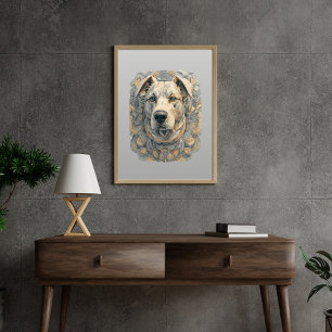 Hund ansikte l beige grått-l-estetisk mosaik [BD-B Poster