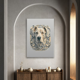 Hund ansikte l beige grått-l-estetisk mosaik [BD-B Poster