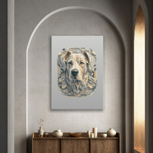 Hund ansikte l beige grått-l-estetisk mosaik [BD-B Poster