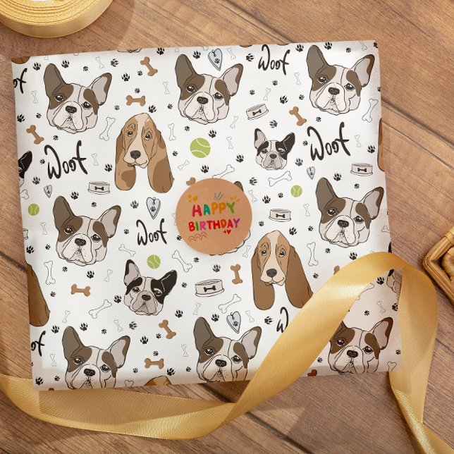 Hund, ansikte och tass sömlösa mönster presentpapper (Skapare uppladdad)