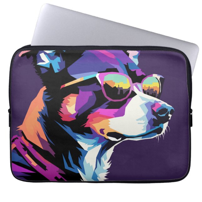 Hund ansikte popkonst laptop fodral (Framsidan)