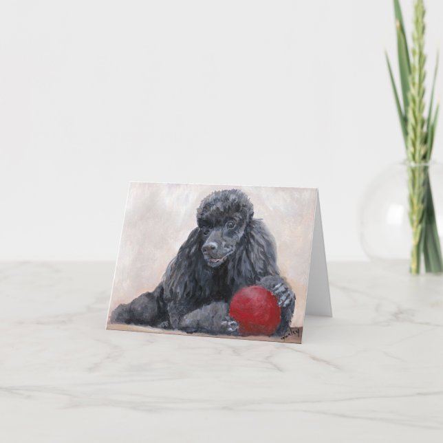 Hund-anteckningskort för svart Pudel Kort (Framsida)