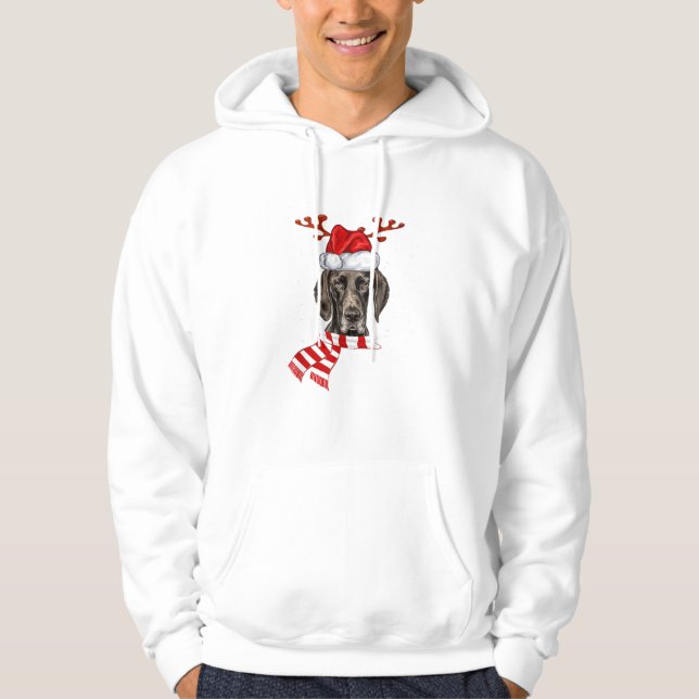 Hund Antlers Santa Chris Hoodie (Framsida)