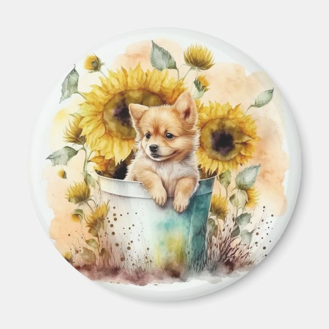 Hund Aquarell Magnet (Framsidan)