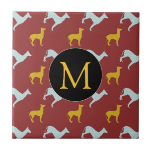 Hund År 2018: Zodiac Birthday Monogram Tile Kakelplatta