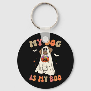 Hund är Boo-spöke läskig Halloween-hundälskare Gro Nyckelring