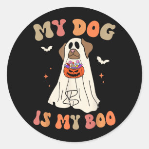 Hund är Boo-spöke läskig Halloween hundälskare Gro Runt Klistermärke