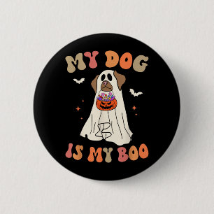 Hund är Boo Spöke Skräckinjagande Halloween Hundäl Knapp