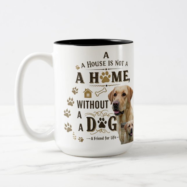Hund är hem - Rustic Tass Kärlek Mugg (Vänster)