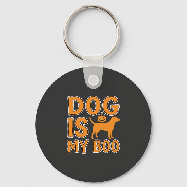 Hund är min Boo Halloween Hund Nyckelring (Framsida)