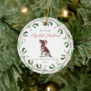 Hund är Min första jul med Namn-pekaren Julgransprydnad Keramik