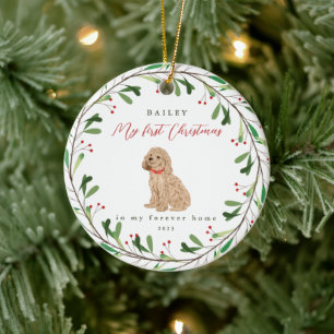 Hund är Min första jul med Namn Pudel Julgransprydnad Keramik