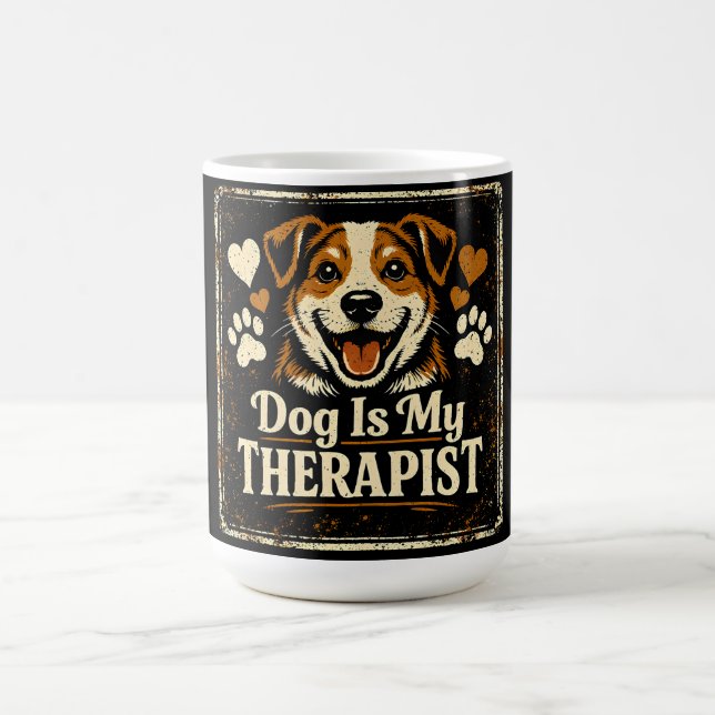 Hund är min terapeut – husdjur mental hälsa kärlek kaffemugg (Center)