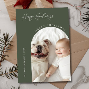 Hund Arch Photo jul Lycklig Howlidays Grönt Julkort