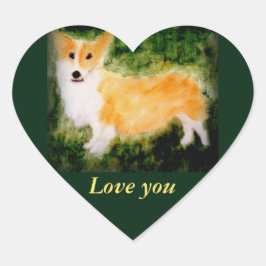 Hund Art Cute Corgi Kärlek Anpassningsbar Hjärtformat Klistermärke