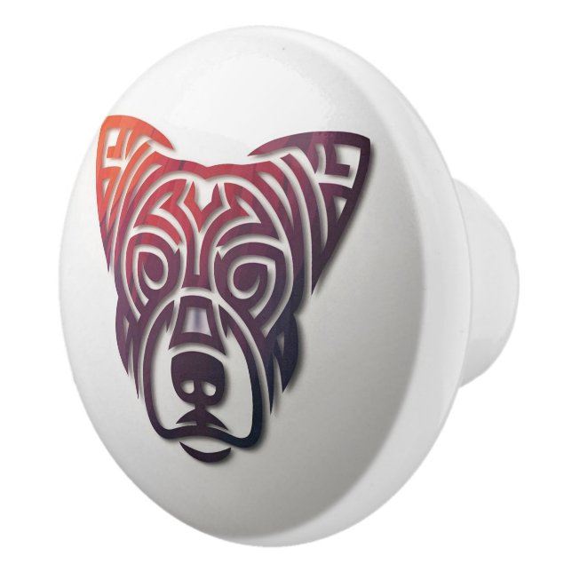 Hund Art Design Handle Drag Ceramic Knob Knopp (Höger)