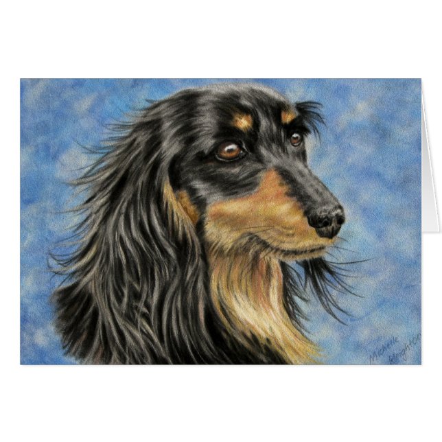 Hund Art - Long-HLED Dachshund Art Marcus Hälsningskort (Framsidan Horizontal)