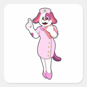 Hund as Nurse Fyrkantigt Klistermärke