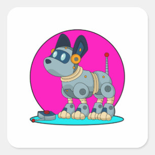 Hund as Robot Fyrkantigt Klistermärke