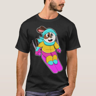 Hund as Skier med Ski Scarf T Shirt