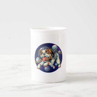 Hund astronaut, rymd-hund benporslin mugg