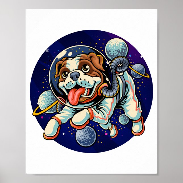 Hund astronaut, rymd-hund poster (Framsidan)