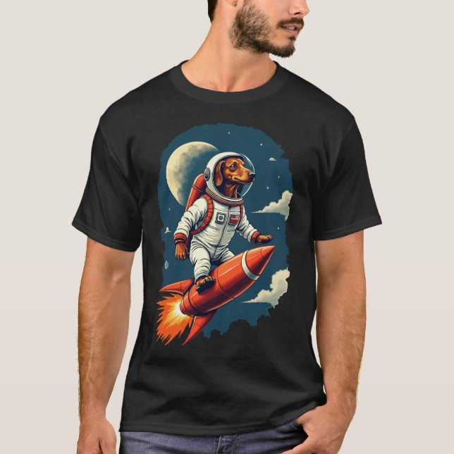 Hund Astronaut T-Shirt (Framsida)