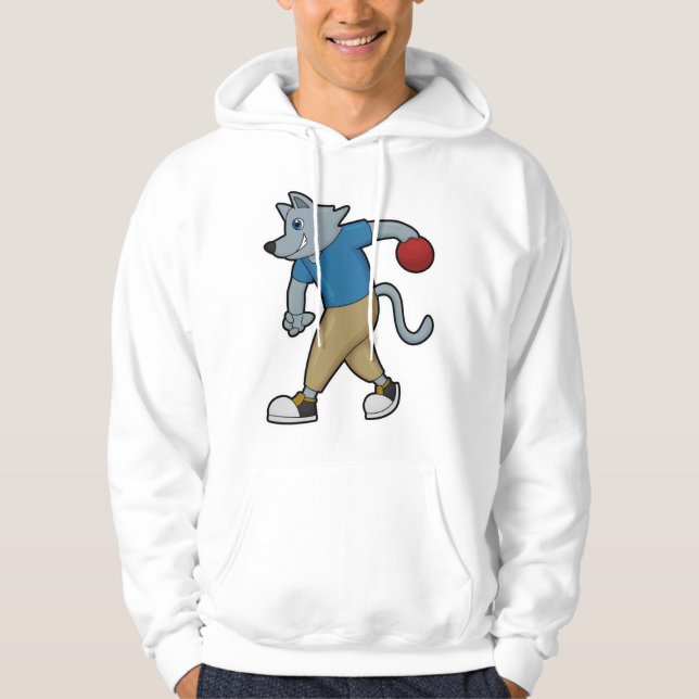 Hund at Bowling med Bowling ball Hoodie (Framsida)