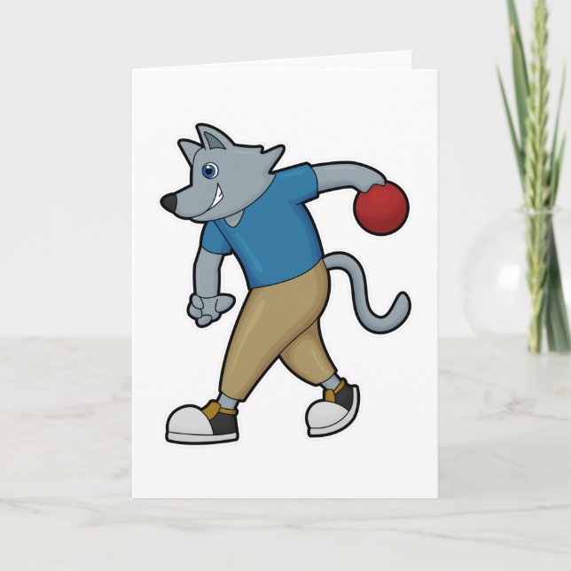 Hund at Bowling med Bowling ball Kort (Framsida)