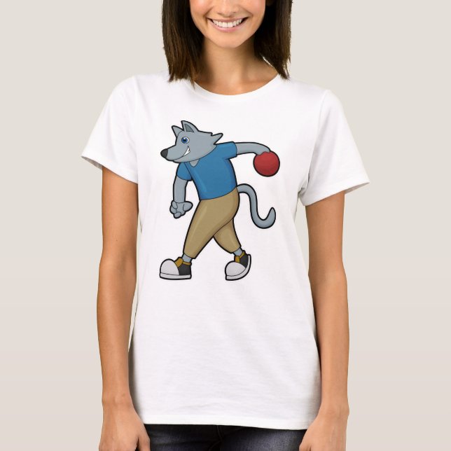 Hund at Bowling med Bowling ball T Shirt (Framsida)