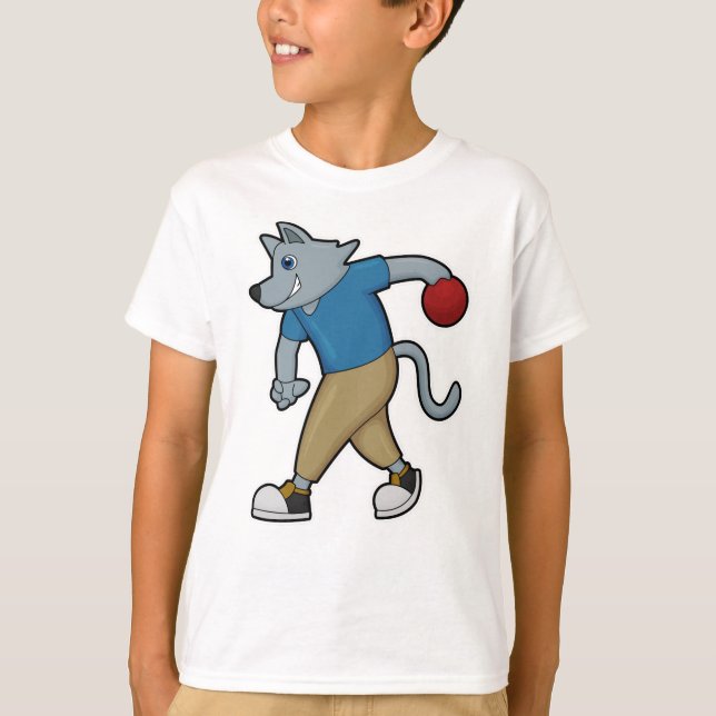 Hund at Bowling med Bowling ball T Shirt (Framsida)