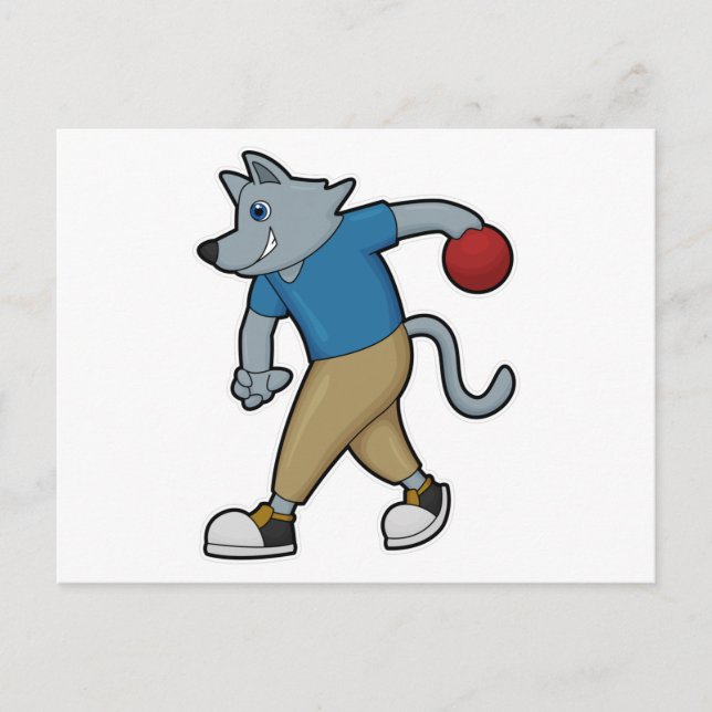 Hund at Bowling med Bowling ball Vykort (Framsida)