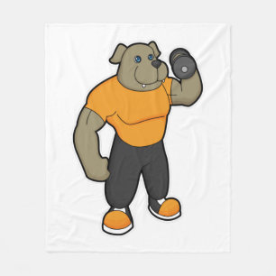 Hund at Fitness med Dumbbell Fleecefilt