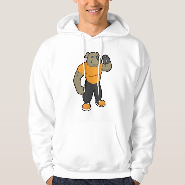 Hund at Fitness med Dumbbell Hoodie (Framsida)