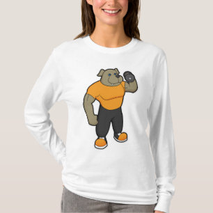Hund at Fitness med Dumbbell T Shirt