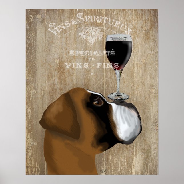 Hund Au Vin Boxer Poster (Framsidan)