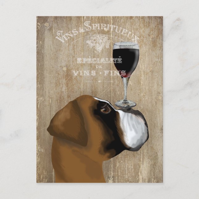 Hund Au Vin Boxer Vykort (Framsida)