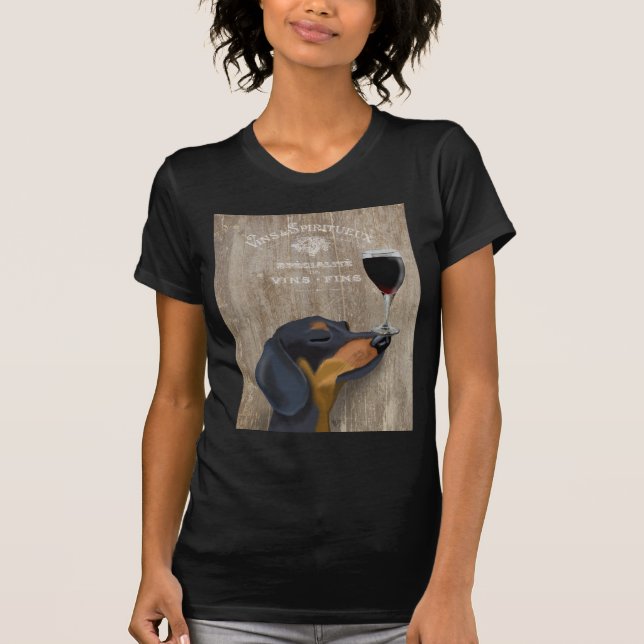 Hund Au Vin Dachshund T Shirt (Framsida)